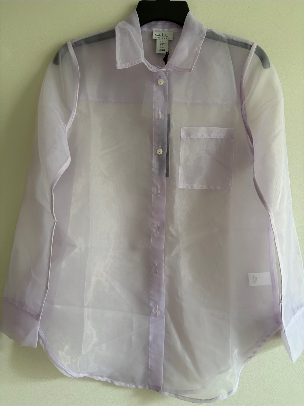 Nicole Miller Sheer Light Lavender Button-Up Blouse
